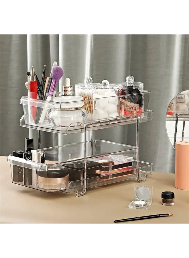 Transparent Multi Tier Plastic Storage Rack Countertop Organizer For Kitchen Bathroom - Image 2